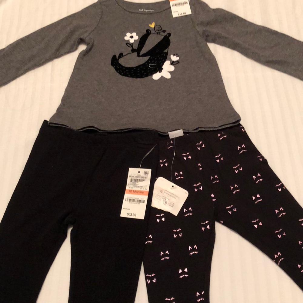 NWT 12M Leggings and Shirt Lot